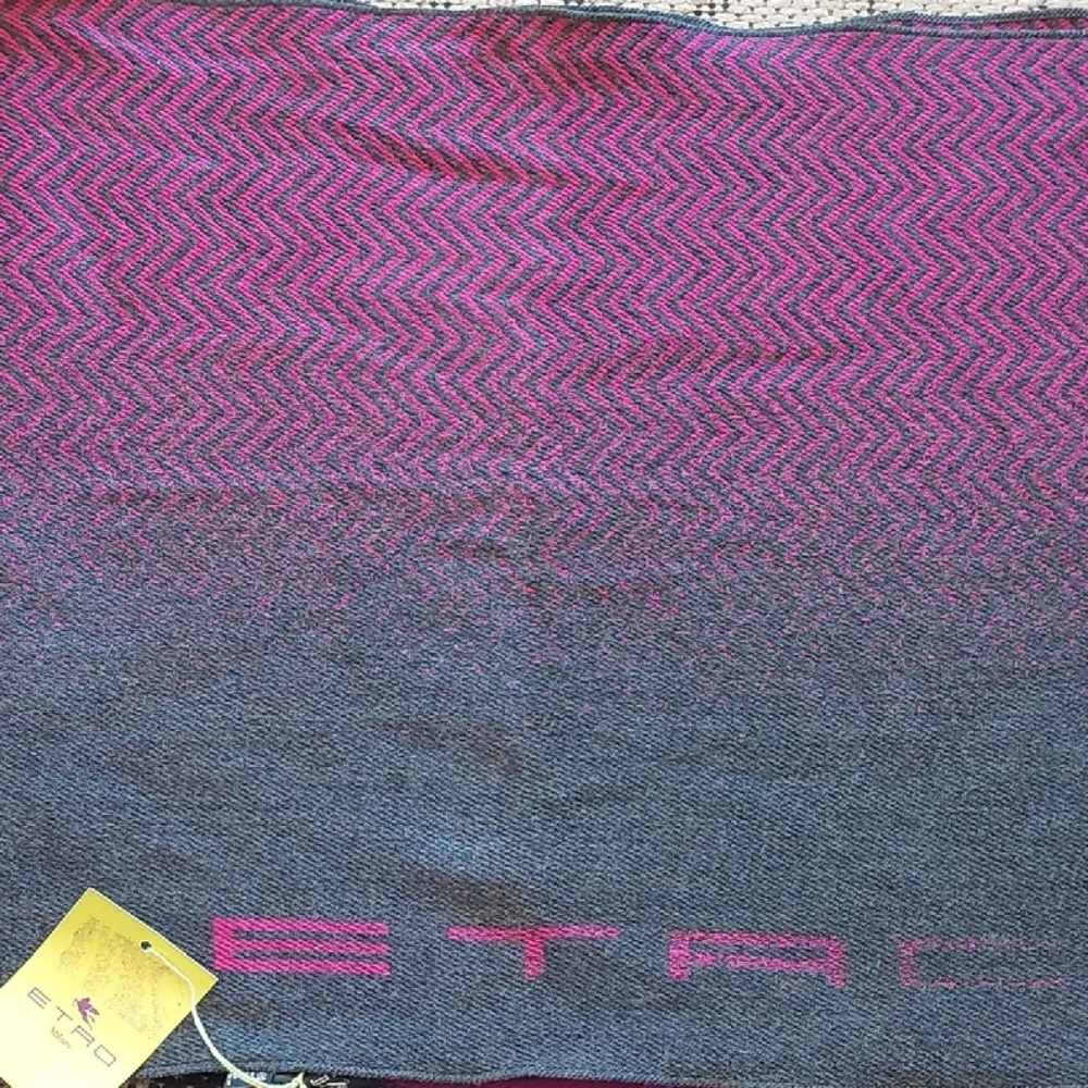 Etro Fuchsia and Gray Chevron Scarf